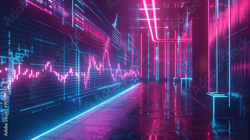 Neon room with charts