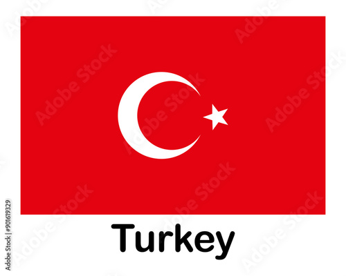 Turkey national flag. Banner, state symbol, flagpole.