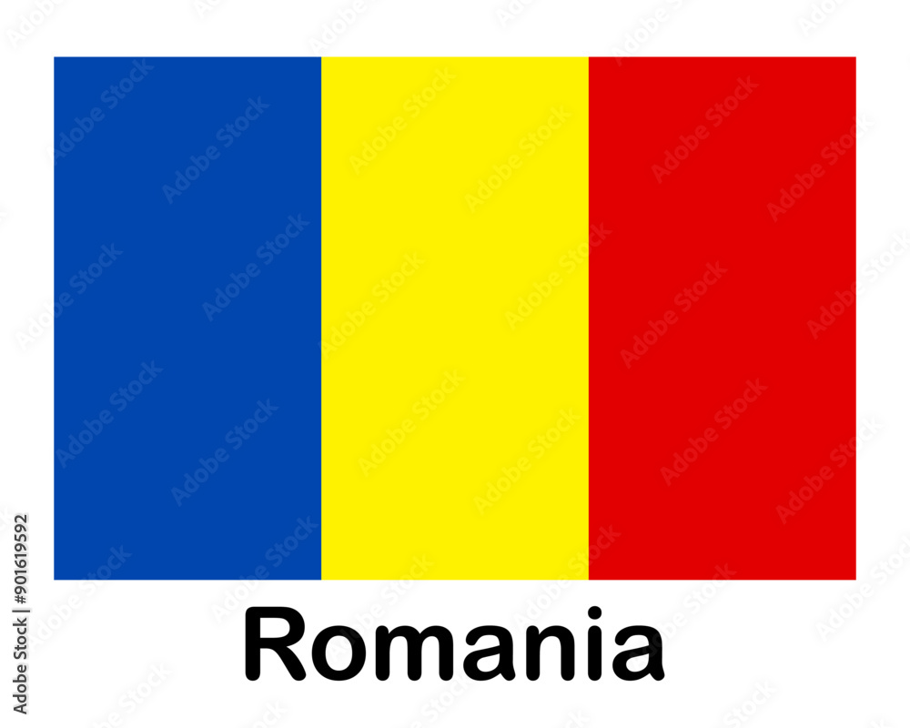 Obraz premium Romania national flag. Banner, state symbol, flagpole.