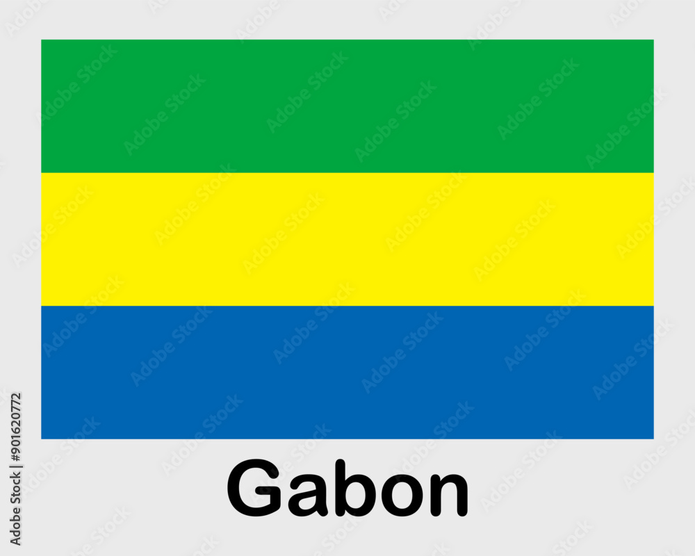Gabon national flag. Banner, state symbol, flagpole. Gabon national flag. Banner, state symbol, flagpole.