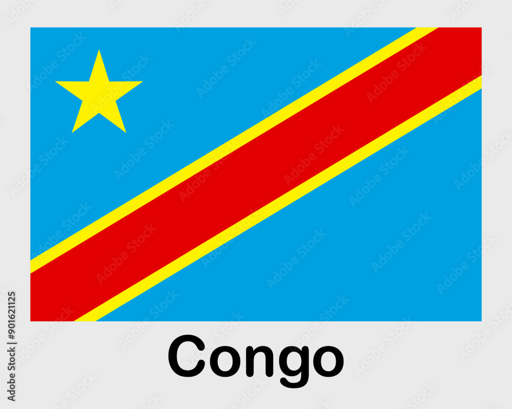Congo national flag. Banner, state symbol, flagpole. Congo national flag. Banner, state symbol, flagpole.