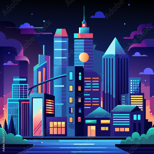 city at night vector