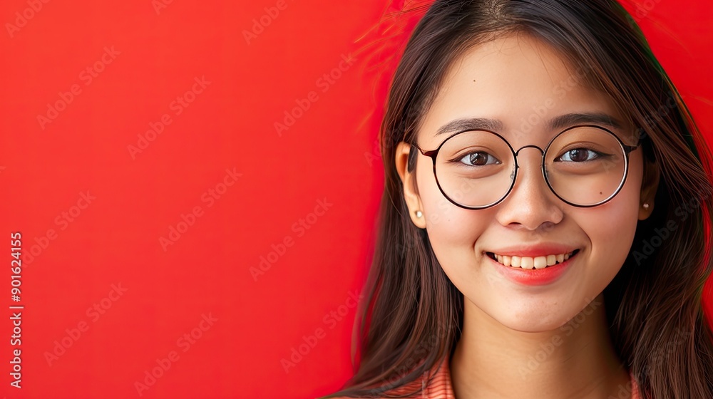 Cute and attractive Asian person with a cheerful expression, background with ample space for text or promotional use Cute and attractive Asian person with a cheerful expression, background with ample space for text or promotional use