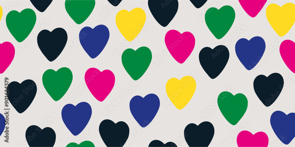 Fototapeta premium Heart pattern. Minimalist trendy abstract seamless pattern.