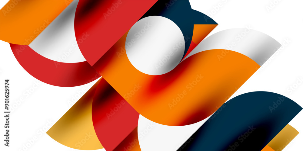 Tech minimal circular shapes geometric art. Vector modern circles