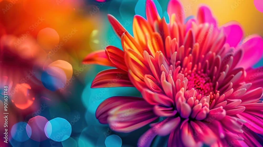 Vibrant Pink and Orange Flower Bloom with Bokeh Background Vibrant Pink and Orange Flower Bloom with Bokeh Background