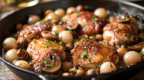 Homemade chicken coq au vin photo