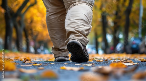 A person walks through a scenic park adorned with vibrant autumn leaves, showcasing the beauty of fall foliage.