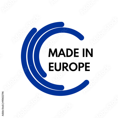 made in europe, rounded rectangles vector logo on white background