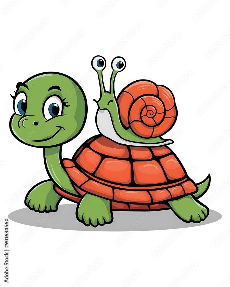 Fototapeta premium funny turtle and snail cartoon