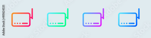 Router line icon in gradient colors. Network connection signs vector illustration.