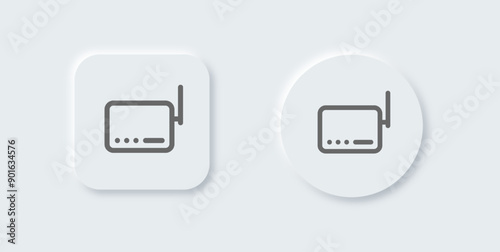 Router line icon in neomorphic design style. Network connection signs vector illustration.