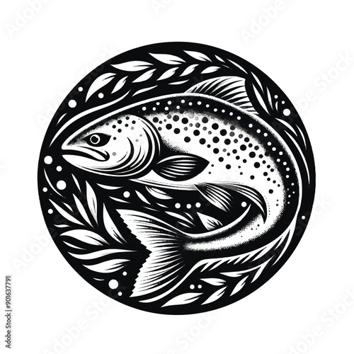 Salmon vector isolated on white background. Abstract fish vector icon