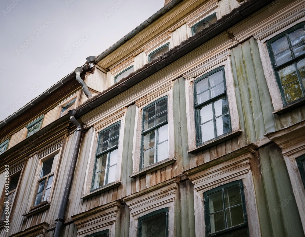 Close-Up View of Windows on an Ancient Building Close-Up View of Windows on an Ancient Building