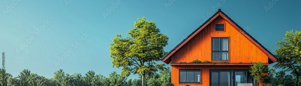 Simple house with ecofriendly icons minimal icon flat green background illustration space for text Simple house with ecofriendly icons minimal icon flat green background illustration space for text