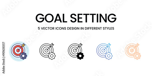 Goal Setting icons set vector illustration, vector stock