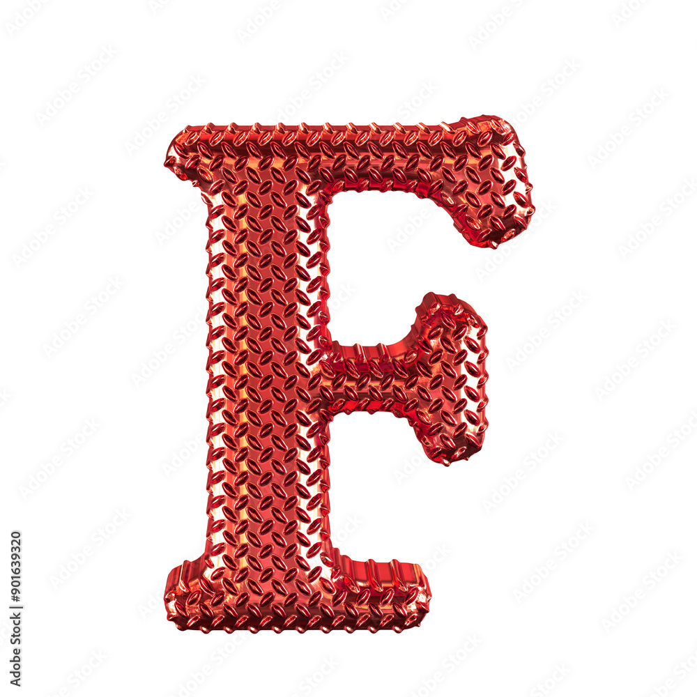Red ribbed symbol. letter f Red ribbed symbol. letter f