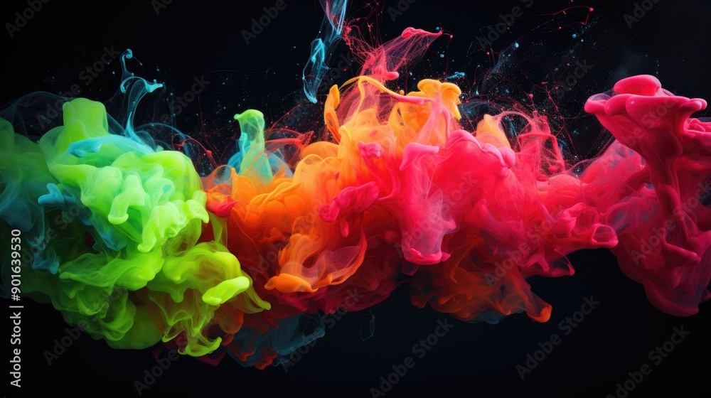 Fototapeta premium Fluorescent fluid splash in a dark space