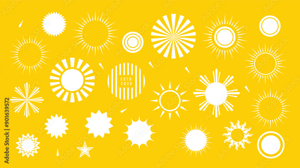 Sun icons vector symbol set