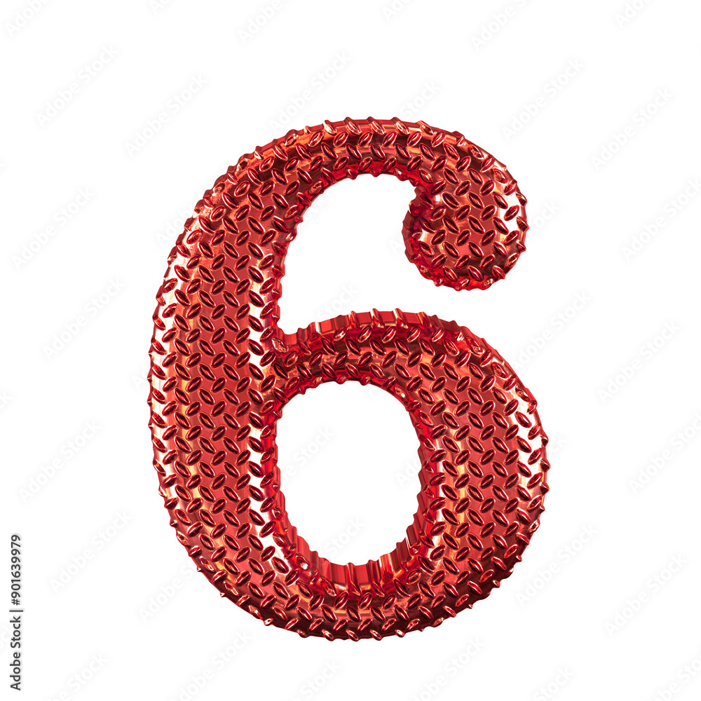 Red ribbed symbol. number 6 Red ribbed symbol. number 6