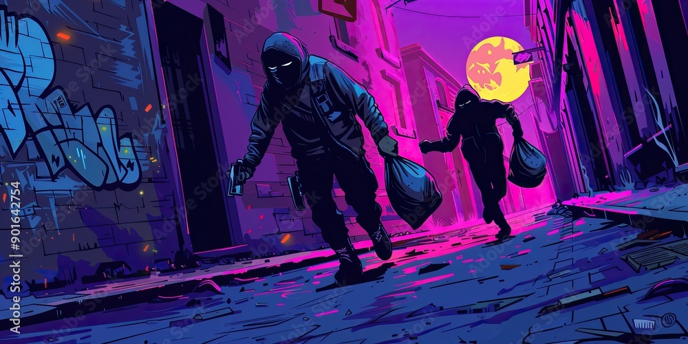 Nighttime Escape in Dark Alley Nighttime Escape in Dark Alley