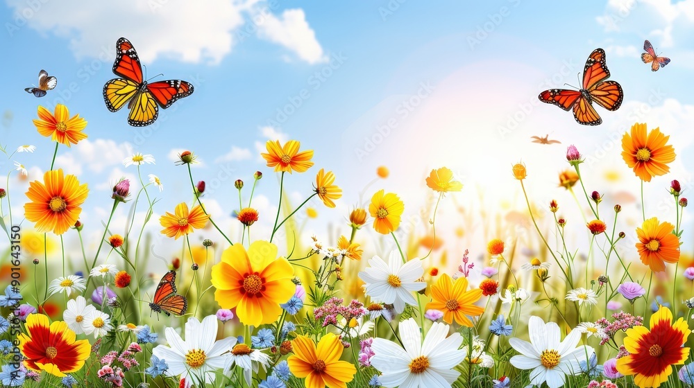 Colorful Butterfly Meadow Colorful Butterfly Meadow