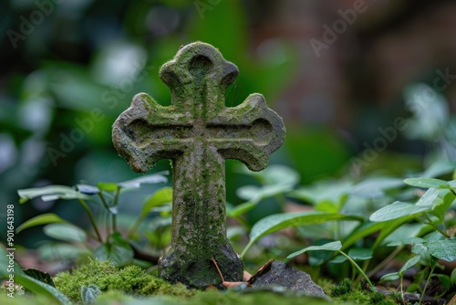 Small cross shaped grave stone, pet's grave