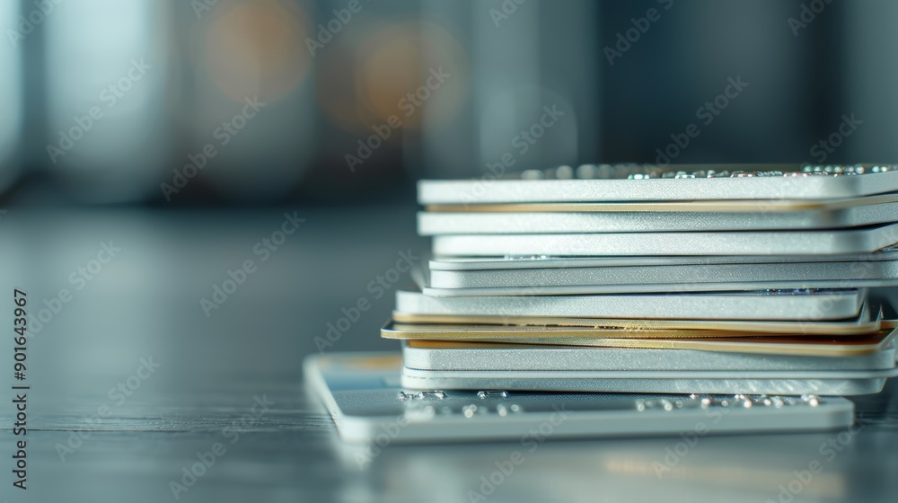 Stack of credit cards with high interest rates, symbolizing consumer ...