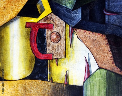 original oil painting geometric shape	