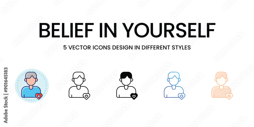 Belief in Yourself icons set vector illustration, vector stock Belief in Yourself icons set vector illustration, vector stock