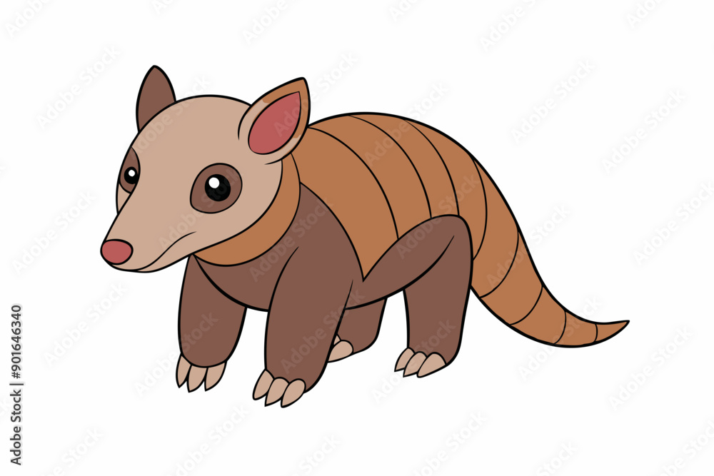 Anteater Vector Illustration, Linocut, Kawaii, Cartoon, Clipart, Line Art Design.