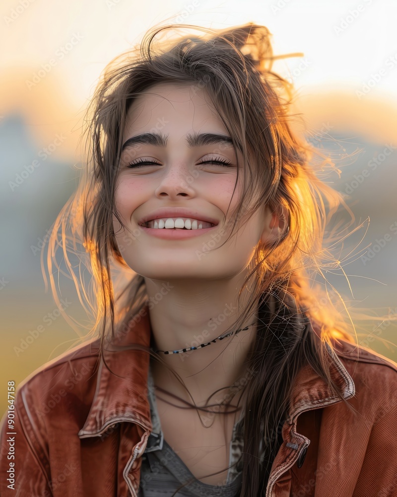 A young woman with a joyful expression celebrating International Day of Older Persons, more clarity with clear light and sharp focus, high detailed A young woman with a joyful expression celebrating International Day of Older Persons, more clarity with clear light and sharp focus, high detailed