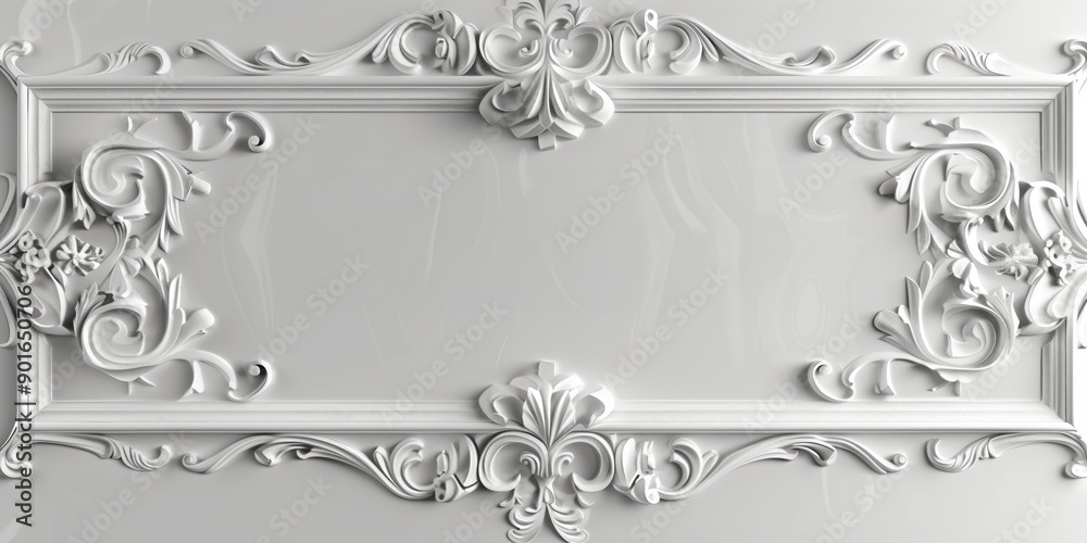 Fototapeta premium Baroque ornamental vintage border frame. Generative AI