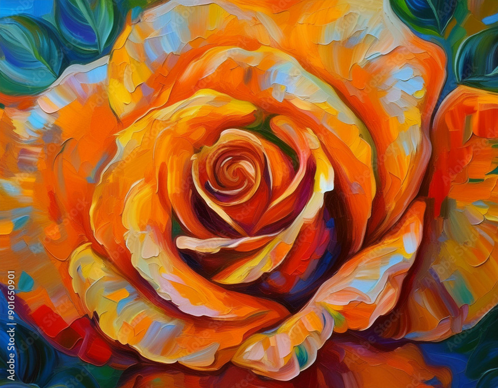 Orange Rose Illustration Detailed Closeup of a Beautiful Flower Orange Rose Illustration Detailed Closeup of a Beautiful Flower