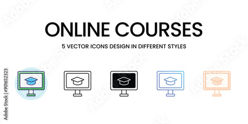 Online Courses icons set vector illustration, vector stock