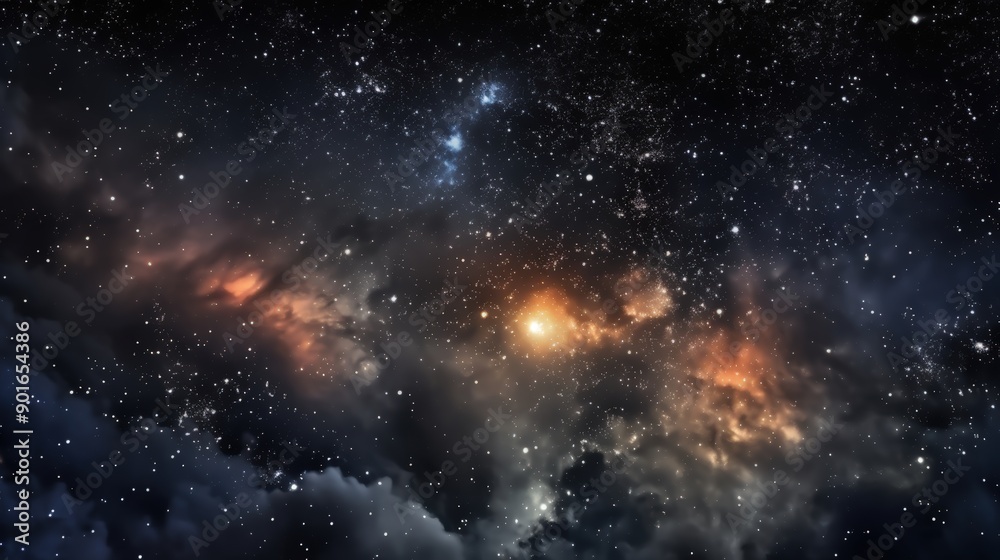 Cosmic Nebula with Bright Stars Cosmic Nebula with Bright Stars
