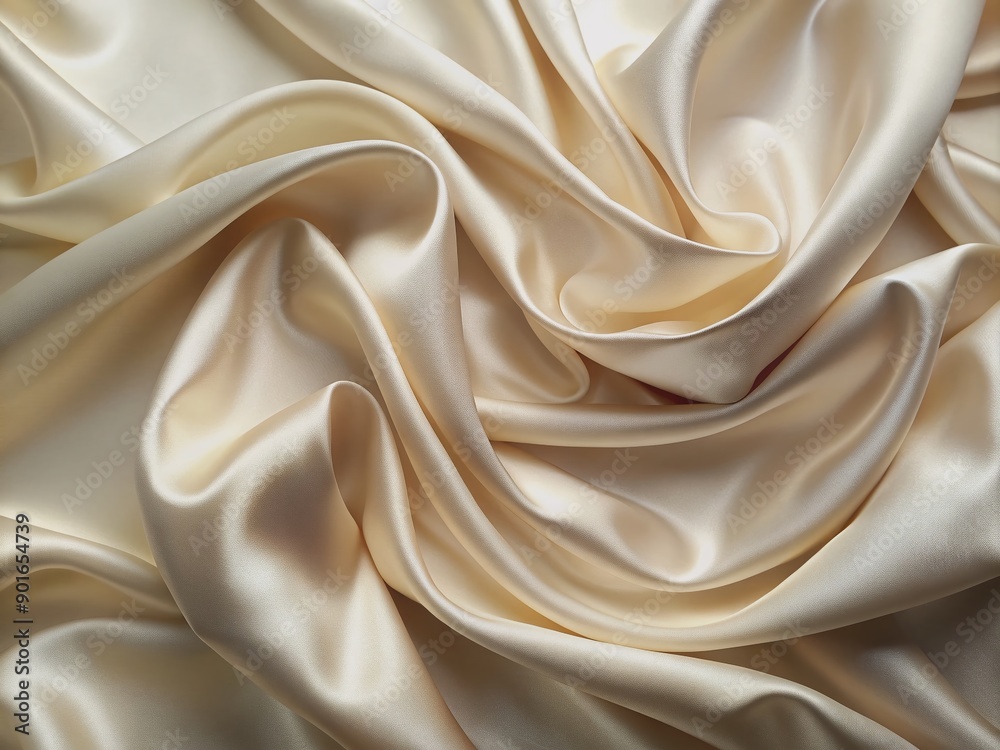 Softly shimmering cream silk fabric featuring smooth, flowing lines and a gentle sheen, creating a serene pastel-hued background ideal for wallpaper and design. Softly shimmering cream silk fabric featuring smooth, flowing lines and a gentle sheen, creating a serene pastel-hued background ideal for wallpaper and design.