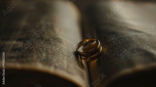 Wedding Rings on Bible Pages