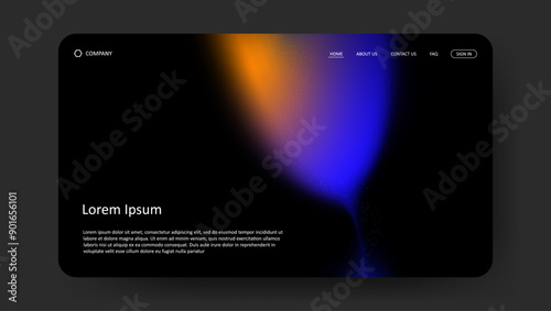 Abstract wave futuristic design of landing page. retro gradient mesh website design