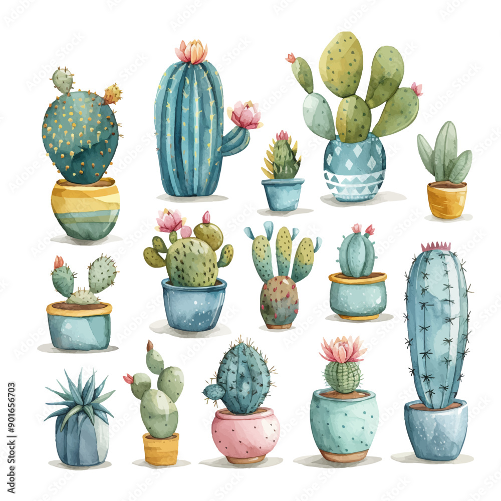 Cactuses. Desert plant, Mexican cacti flower, aloe, succulent. Cartoon decorative gardening cactus, home plants, summer Mexico nature plants. Vector flat set. Cactuses. Desert plant, Mexican cacti flower, aloe, succulent. Cartoon decorative gardening cactus, home plants, summer Mexico nature plants. Vector flat set.