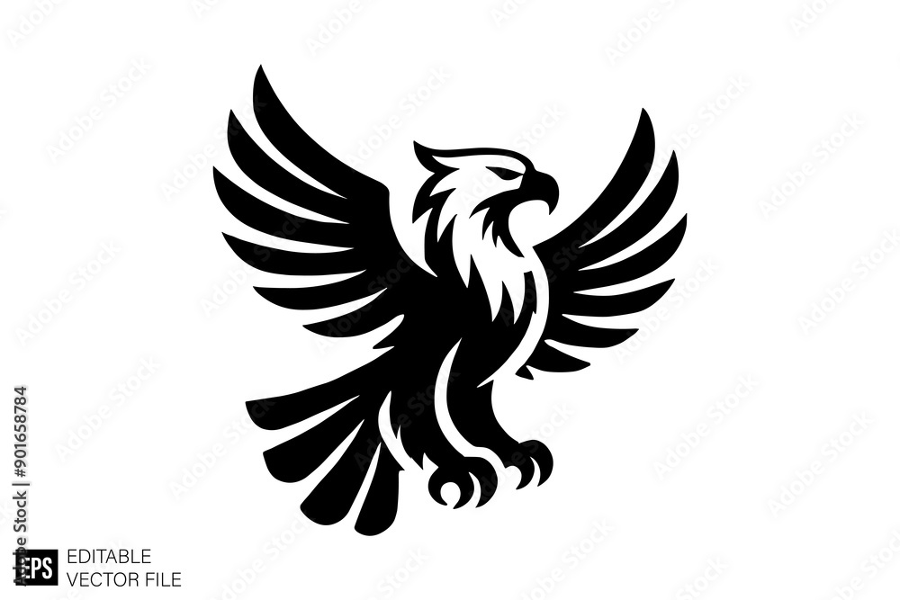 eagle logo black and white vector clip art silhouette graphic design
