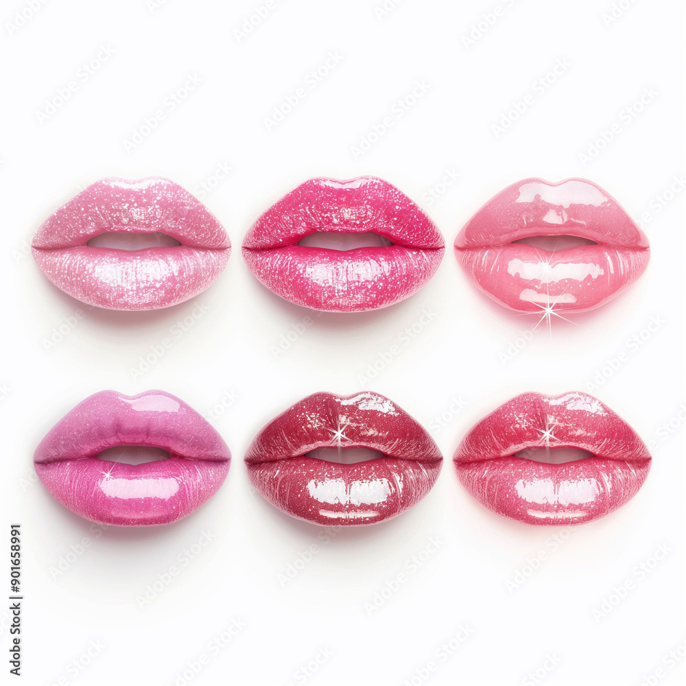 Obraz premium Multicolored female lips with lip gloss