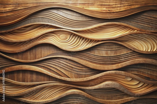 Abstract wooden texture waves modern 3D wallpaper featuring a sophisticated blend of rustic and modern elements, perfect for business backgrounds and innovative designs. photo