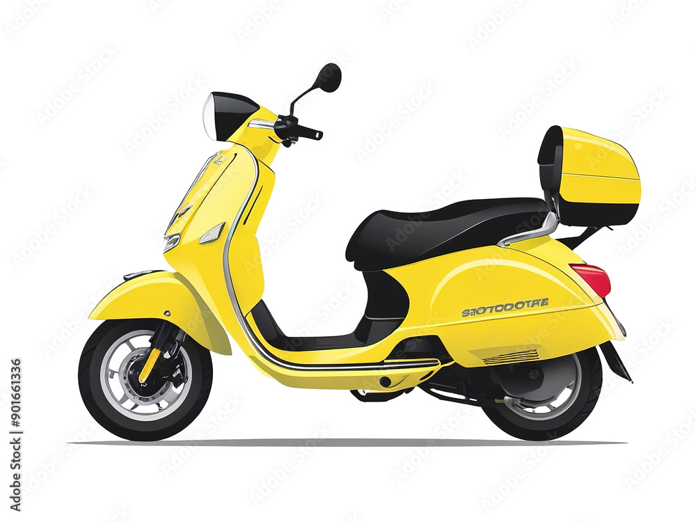 Isolated yellow scooter silhouette, vector art on transparent background. Isolated yellow scooter silhouette, vector art on transparent background.