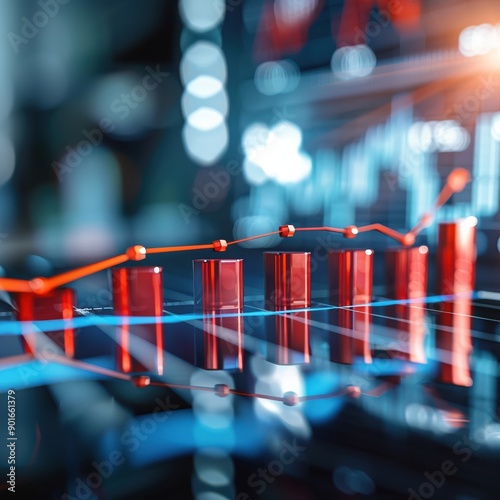 Wallpaper Mural Dynamic financial graph showcasing market trend analysis with vibrant colors and reflective surfaces for an engaging visual appeal. Torontodigital.ca