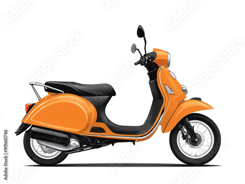 Isolated orange scooter silhouette, vector art on transparent background.