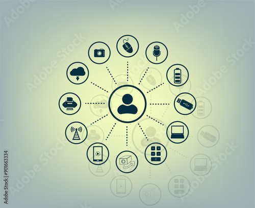 Vector icon with shadow on gray background with gradient.