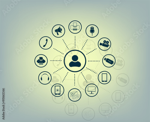Vector icon with shadow on gray background with gradient.
