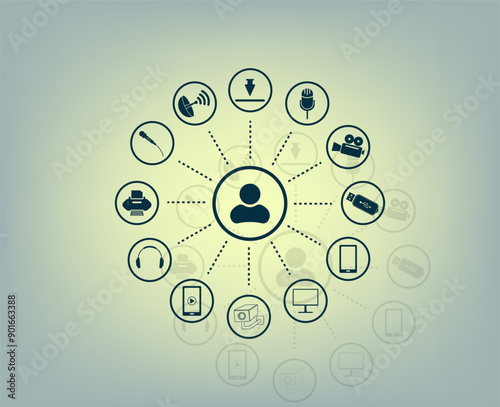 Vector icon with shadow on gray background with gradient.