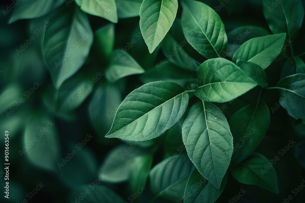 Close-up of Lush Green Leaves in a Dark Forest Close-up of Lush Green Leaves in a Dark Forest